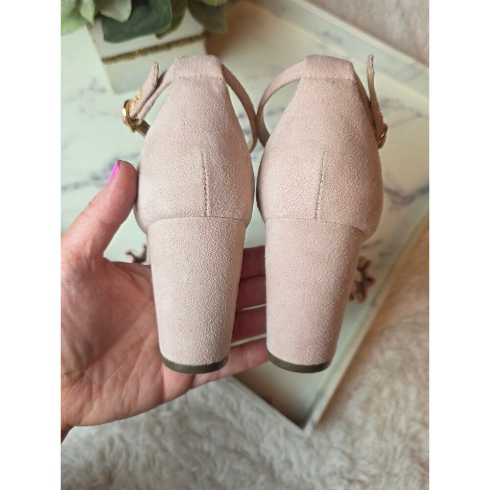 UNISA Diara Pink Ruffle Toe Block Heel Sandal Wedding Prom Baby Shower Sz 5.5 - Picture 9 of 11